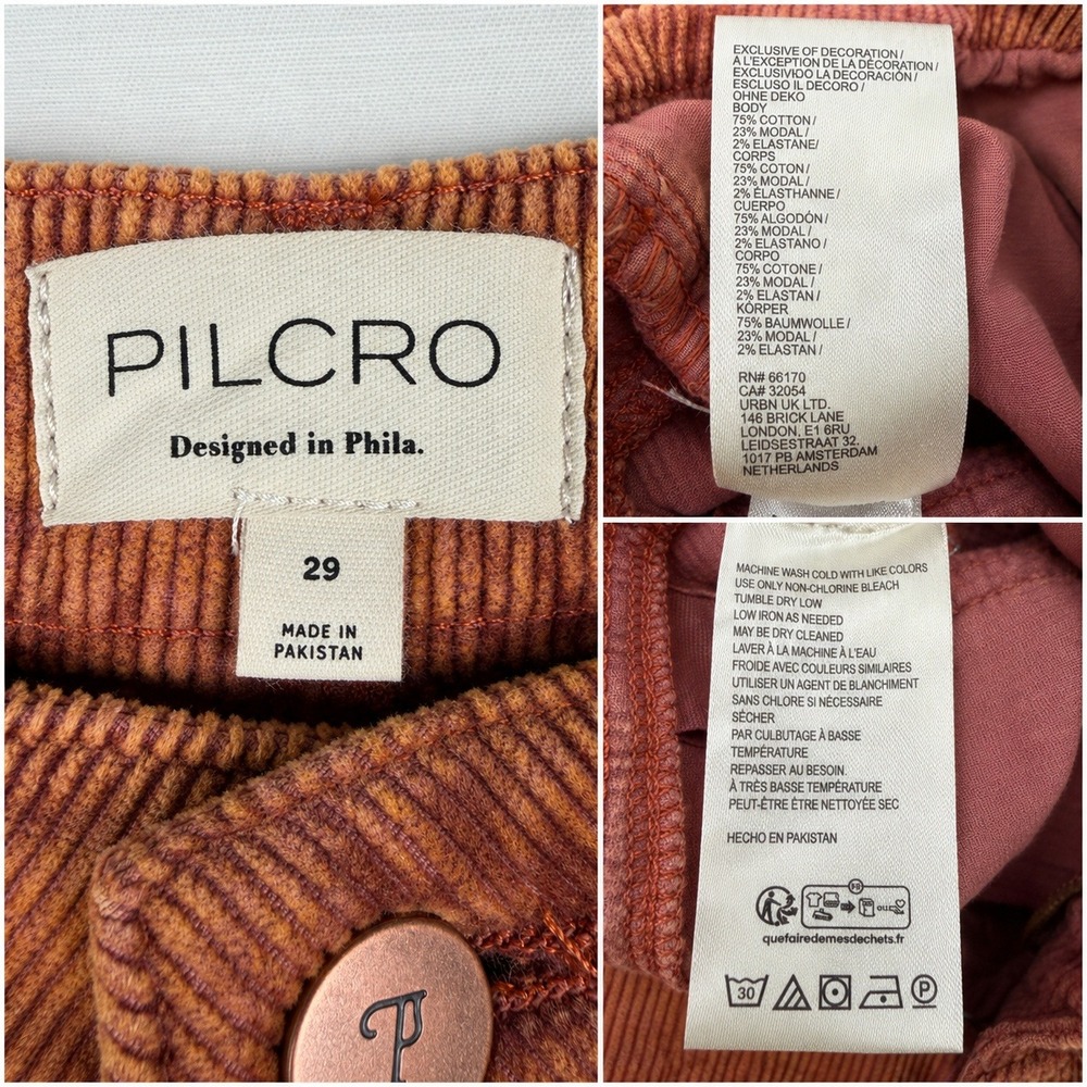 Anthropologie Pilcro Kenna Heritage Corduroy Barrel Jeans 29 Rust Boho Western - Picture 5 of 9